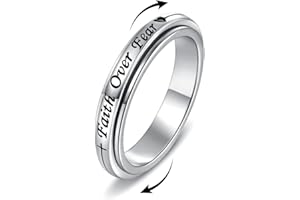 JZCOLOR 925 Sterling Silver Spinner Fidget Ring for Women: Musical Note Viking Rune Heartbeat Anxiety Stress Relieving Rotatable Ring Faith Hope Love Spinner Ring Faith Over Fear Jewelry Gift for Teens Girls