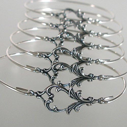 Set of 6 Bridesmaid Gift Bangle Bracelets Art Nouveau Set - ss