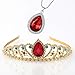 Vinjewelry Elena of Avalor Tiara Necklace Teardrop Jewelry Set Princess Costume Accessories Crown with Simulated Ruby Gifts