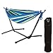 ONCLOUD 550 LBS Capacity Double Hammock with Stand Included with Portable Carrying Bag, Heavy Duty 2-Person Hammock for Outdoors & Indoors - Desert Stripe, Series TDCTZ1 - Blue Green Stripe