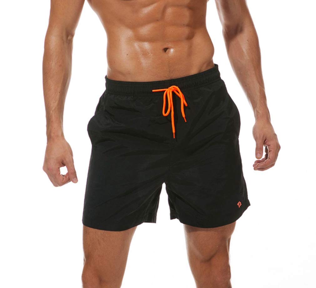 Tansozer Badeshorts Herren Badehose Herren Shorts Kurze Hosen Herren Schnelltrocknend Schwimmhose Männer Boardshorts mit Kordel Schwarz L
