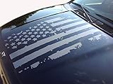 Distressed American Flag Truck Hood Vinyl Decal Matte Black