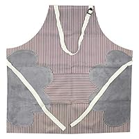 Bolley Joss Men Women Stylish Stripe Apron Durable Waterproof Bib Apron with Adjustable Neck Strap Sided Towels