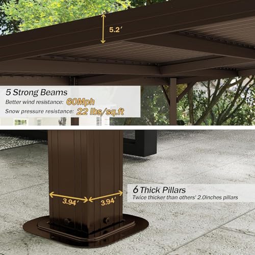 Domi 10x16 Wall Mounted Hardtop Gazebo Review: Lean-To Patio Shelter image 18