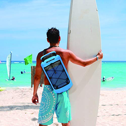 Boncas Waterproof Backpack, 30L Dry Bag with Waterproof Phone Pounch, Roll Top Bag Dry Sack Waterproof Dry Bag Perfect for Kayaking, Fishing, Rafting-Blue
