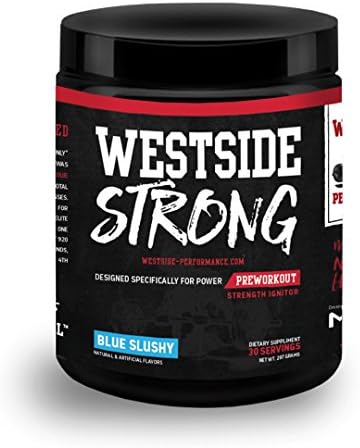 Westside Performance Nutrition Strong Preworkout Specifically Designed for Power with Citrulline Malate, Beta Alaine and 3 Stage Caffeine Delivery Complex – 30 Serving, Blue Slushy (Blue Slushy)