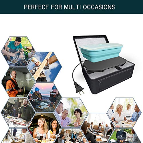 Triangle Power Personal Portable Oven, Electric Slow Cooker for Food,Mini Oven for Meals Reheat,Food Warmer with Lunch Bag,Collapsible Container Included(110V-Black)