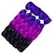 24Inch 5packs Braiding Hair Crochet Braids Synthetic Hair Extensions (Black-Purple-Blue Violet)