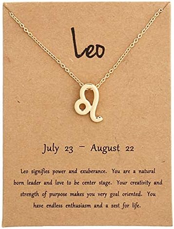 SLIJing Incredible Constellation Pendant Necklace Sign Necklace Birthday Gifts Message Card for Women Girls(None Leo)