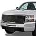 Front Upper Bumper Grille Grill Compatible with Chevy Silverado 1500 07-13, ABS Plastic, Mesh Style, Glossy Black