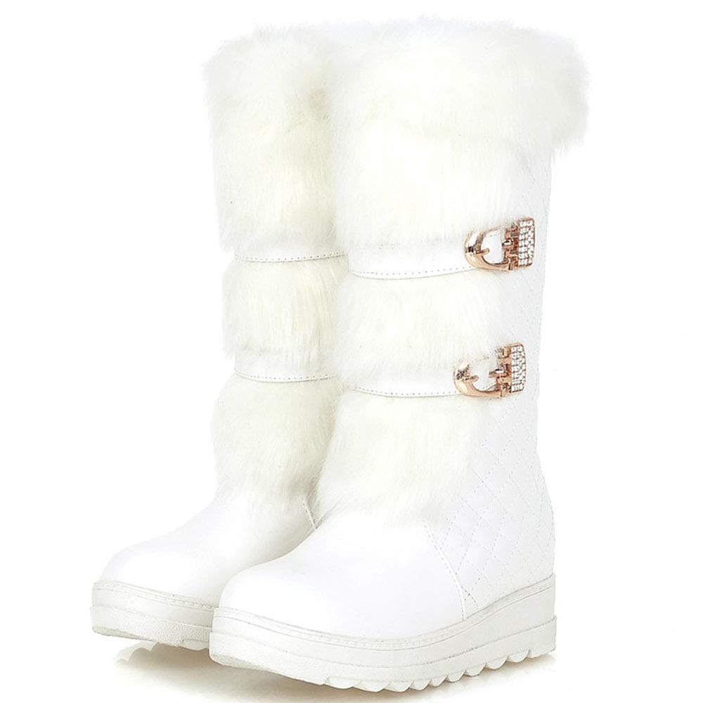 CularAcci Women Comfort Low Heel Snow Boots MidCalf