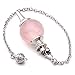 Jovivi 3pcs Beautiful Amethyst Rose Quartz Clear Crystal Quartz Pendulum Dowsing Chakra Pendant With Chain