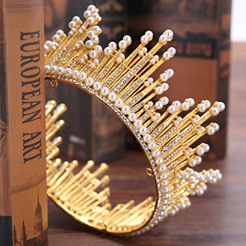Luxury Elegant Crown Full Diamond Zircon Pearl Tiara Headband Ladie Jewelry Gift,Outsta 2019 Fashion Jewelry Hot Sale!Under 10 Dollars Gifts for Her