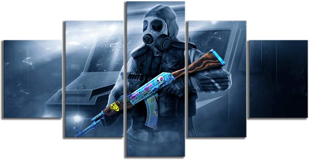 XIAOAGIAO 5 Canvas Prints Prints Painting 5 Pcs Pictures Wall Art Canvas Counter Strike Global Offensive Poster Paintings on Canvas