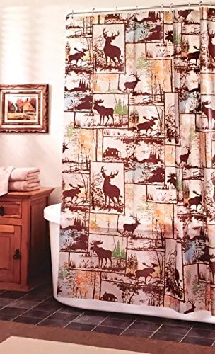 Deer Moose Adirondack Lodge Peva Vinyl Shower Curtain