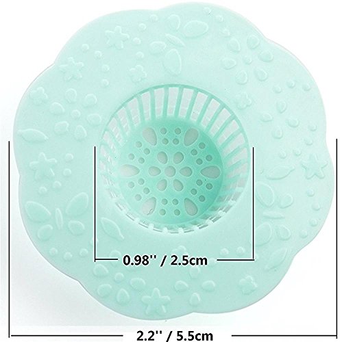 Wild Tribe Hair Drain Clog Remover Cleaning Tool,Kitchen Bath Sink Strainer,Drain Protector Filter Net Drain Hair Catcher Stopper,Pack of 6 (Green)