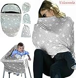 Nursing Breastfeeding Cover Scarf | Baby Car Seat Cover Canopy | Highchair, Shopping Cart, Stroller, Carseat Covers - Best Multi-Use Infinity Stretchy Shawl For Girls and Boys