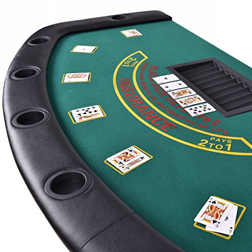 Giantex Folding Play Poker Table w/Cup Holder, for Texas Casino Leisure