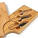 Organic Bamboo Cheese Cutting Board Set with Stainless Steel Utensils |Premium Bamboo Handles and Slicer, Fancy Charcuterie Serving Board, Large Flatware Cheese Servers and Knife Set by Sierra Kitchen