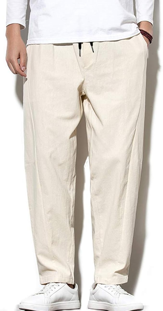 Pantalones Baggy De Lino Para Hombre - Holgados, Cómodos Y Con Bolsillos - Ideales Para Yoga, Playa O Estar En Casa