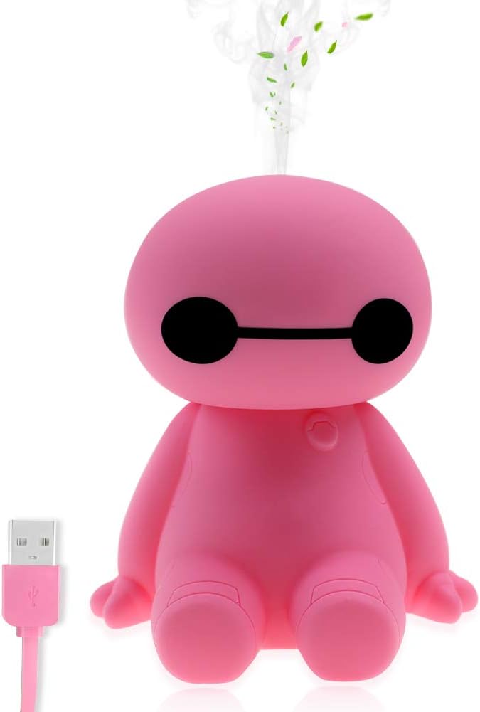 SkyWattz Mini Portable Humidifier,120ml Ultrasonic Cool Mist USB Small Diffuser for Bedroom Baby Room Office Travel Car with Quiet LED Night Light Function,Waterless Auto Shut-off.(Pink)