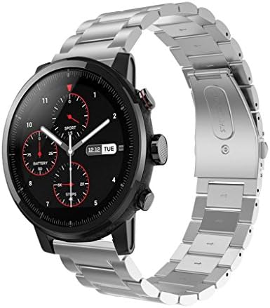 Singleluci Stainless Steel Replacement Watch Band Strap Metal Clasp For HUAMI Amazfit Stratos 2 (Silver)