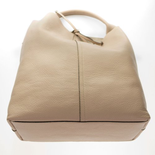Gianni Chiarini Italian Made Beige Pebbled Leather Oversize Slouchy Hobo Bag