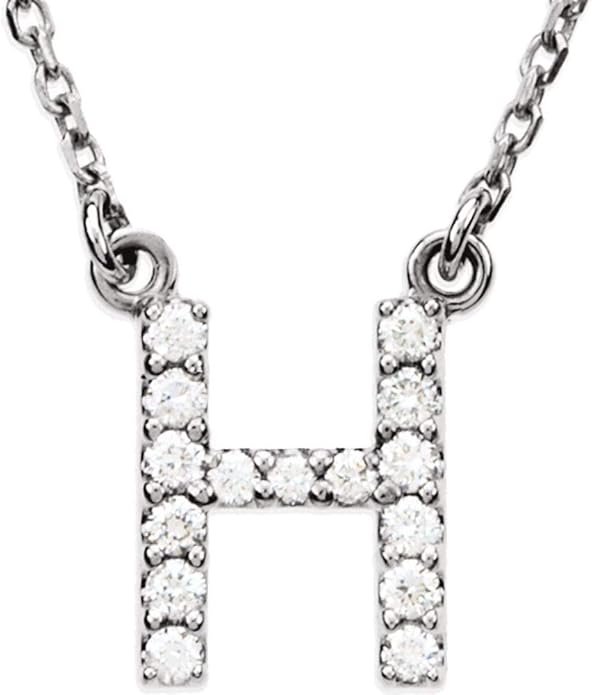 14ct White Gold Letter"H" Diamond Necklace (1/6 cttw), 16" Amazon.co