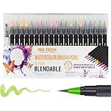 Watercolor Marker Set of 21 By Nu-Tech | Brush Pens, Calligraphy, Adult Coloring Book, Manga, Premium Fine Marker Tip | Mess Free Painting For All | Vibrant Colors and FREE BONUSES | ASTM CERTIFIED