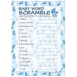 DISTINCTIVS Blue Boy Baby Shower Word Scramble Game - 20 Cards