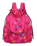 Crest Design Water Repellent Nylon Multipurpose Daypack Backpack Crossbody Shoulder Bag Handbag (Large, Pink Wonderland)