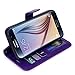 LK 2879905 PU Leather Flip Wallet Case with Card Slots & Stand for Galaxy S6 - Purple
