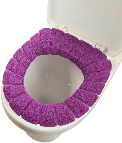 Toilet Seat Cover - SupplyPro O-Shaped Soft &amp; Warm Toilet Seat Cover Thicken Washable Stretchy Toilet Seat Cover Pad Mat Cushion for Bathroom (Purple)