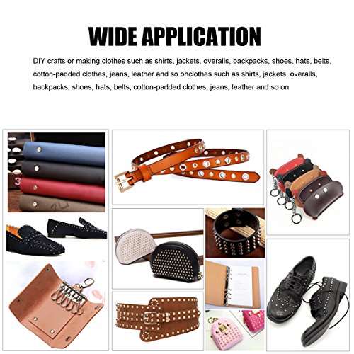 Seloky 480 Sets Leather Rivets Double Cap Rivet Tubular 3 Colors 2 Sizes Metal Studs with Fixing Tools for DIY Craft/Clothes/Shoes/Bags/Belts Repair and Decoration