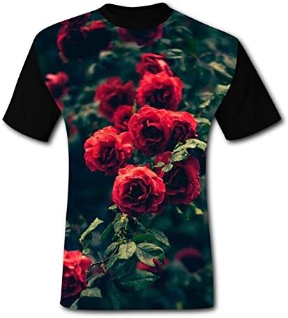 Moonss Red Rose Men's Summer Short Sleeve Casual T-Shirt