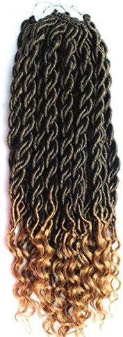 6Pcs/Lot Goddess Faux Locs Curly Faux Locs Crochet Hair Wavy Faux Locs with Curly Ends Synthetic Braiding Hair Extension (20”,T1B/27) 