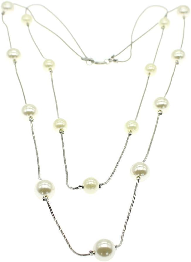 Fashion Crystal Pearl Layered Sweater Long Necklaces Classy Boho Statement Necklace Gold Silver Tone Jewelry Gift For Women Girl
