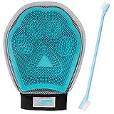 J-Pets, 3 in 1 Pet Grooming Glove: Gently Removes Loos Hair, Provide Relaxing Massage, Collect Hair – Premium Quality Shedding Tool For Dogs & Cats. Free Bonus – Toothbrush For Pets.