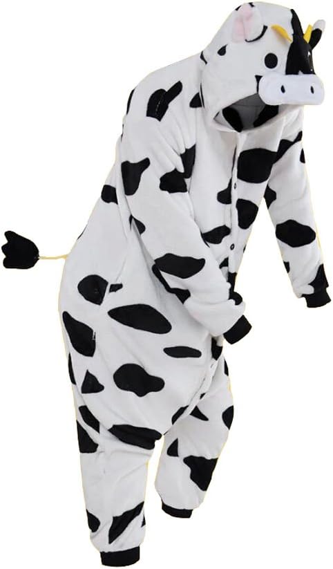 Home.shop89 Cute Unisex Onesie Pajamas Adult Cartoon Animal Anime Halloween Cosplay Costume (Height178cm-185cm, Cows)