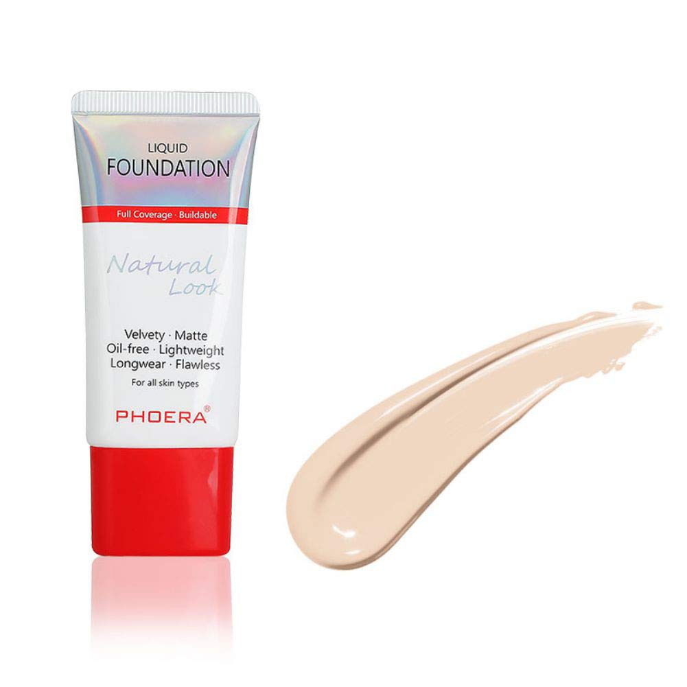 Face Foundation Lucoss Naturally Liquid Foundation Full Coverage 38ml Matte Oil-Control Concealer