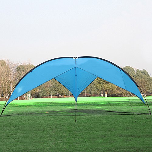 Hasika 15.7 x 15.7 Ft Outdoor Sunshade Basecamp Shelter Tripod Beach Shelter Canopy Fiberglass Poles Family Triangular Sun Shade Camping