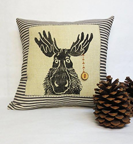 Hand Block Printed Moose Pillow