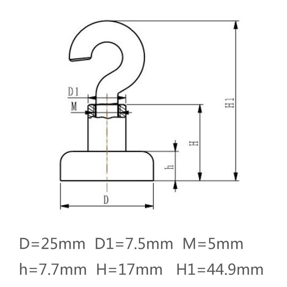 iRoundy 4 Stück Mini Super Starker Magnethaken für Tasche Reinigungstuch Schlüssel Handtücher Halter, 25 mm-holds bis 22 kg - Kraftvolle Neodym Magnet Halterung Haken, für Küche Badezimmer