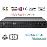 LG BP175 Region Free Blu-ray Player, Multi Region 110-240 Volts, 6FT HDMI Cable & Dynastar Plug Adapter Bundle Package