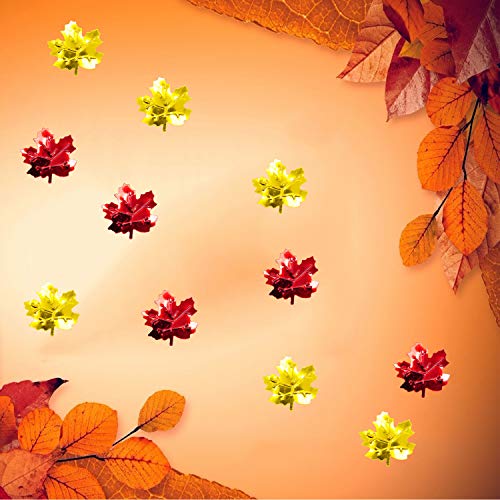 Iceyyyy 1000pcs+ Fall Thanksgiving Maple Leaves Confetti - Autumn Party Table Maple Leaves Metallic Foil Confetti Decorations