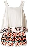 My Michelle Big Girls' Screened Popover Sleeveless Romper with Printed Shorts