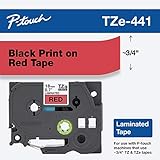 Brother Genuine P-touch TZE-441 Tape, 3/4" (0.7") Wide Standard Laminated Tape, Black on Red, Laminated for Indoor or Outdoor Use, Water-Resistant, 0.7" x 26.2' (18mm x 8M), Single-Pack, TZE441