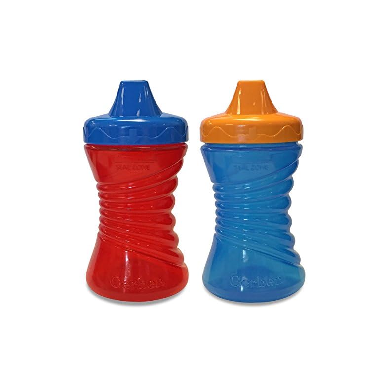 Gerber Graduates Fun Grips Hard Spout Sippy Cup (Colors may vary), 10-Ounce, 2 cups