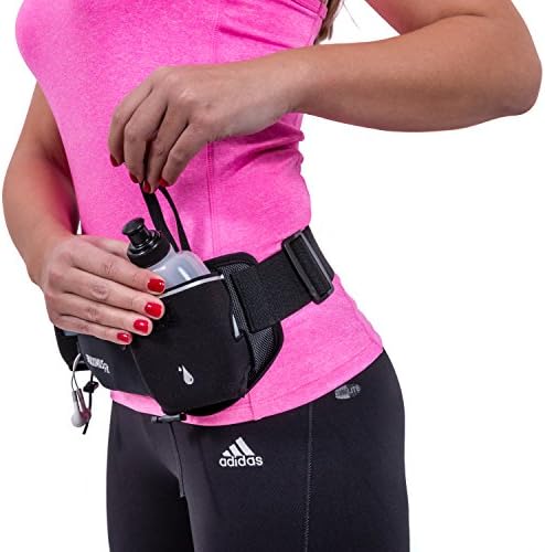 Hydration Belt for Women/Men Runners by MaximusFit - Running Fuel Belt with 2 Large Water Bottles (10oz) - 7.5" Pouch Fits iPhone 6 - Perfect Waist Pack for Walking, Marathon, Hiking, Cycling, Workout