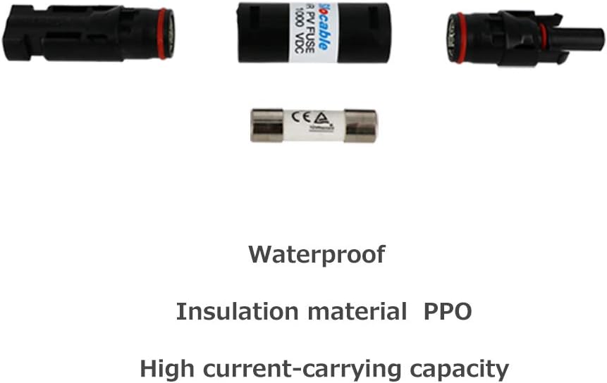 Renogy 30A Male and Female Connector Waterproof in-Line Fuse Holder, w, Black : Garden & Outdoor